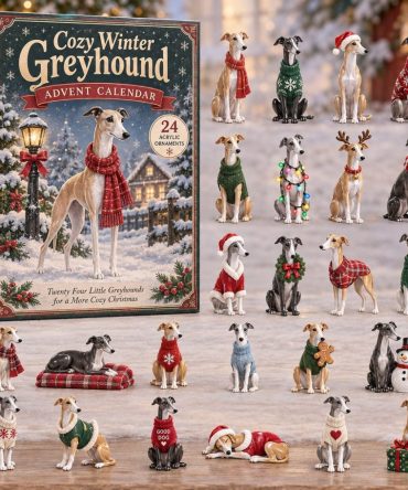 Cozy Winter Greyhound Countdown Calendar 2026 — 24 Acrylic Holiday Charms, Warm Themed Gift For Greyhound Fans & Families