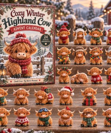 Cozy Winter Highland Cow Advent Calendar 2026 - 24-Day Warm Holiday Countdown With Acrylic Charms, Charming Seasonal Gift