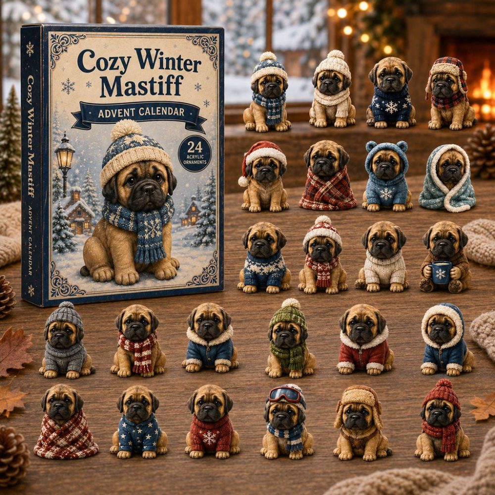 Mastiff Winter Magic 2026 - 24-Day Acrylic Charm Advent Calendar, Cozy Holiday Countdown Gift For Large Dog Lovers