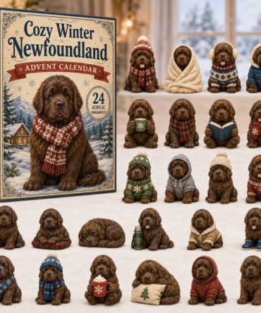 2026 Plush Newfoundland Winter Advent Calendar - 24-Day Acrylic Charm Countdown, Large Dog Holiday Gift & Festive Decor