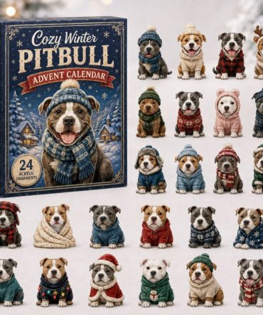 Pitbull Cozy Holiday Countdown 2026 - 24-Day Acrylic Charm Advent Calendar, Unique Gift For Pit Bull Owners & Fans