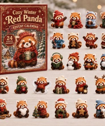Cozy Winter Red Panda 2026 — 24 Warm Acrylic Charms Advent Calendar, Cute Holiday Gift For Animal & Winter Lovers