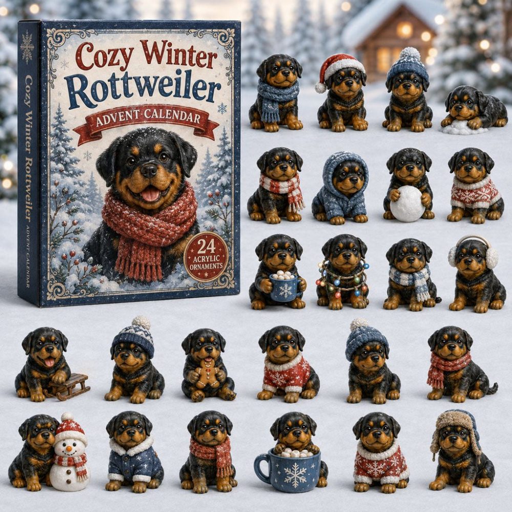 Cozy Winter Rottweiler Advent Calendar 2026 — 24-Day Festive Countdown With Warm-Themed Acrylic Charms For Rottweiler Fans