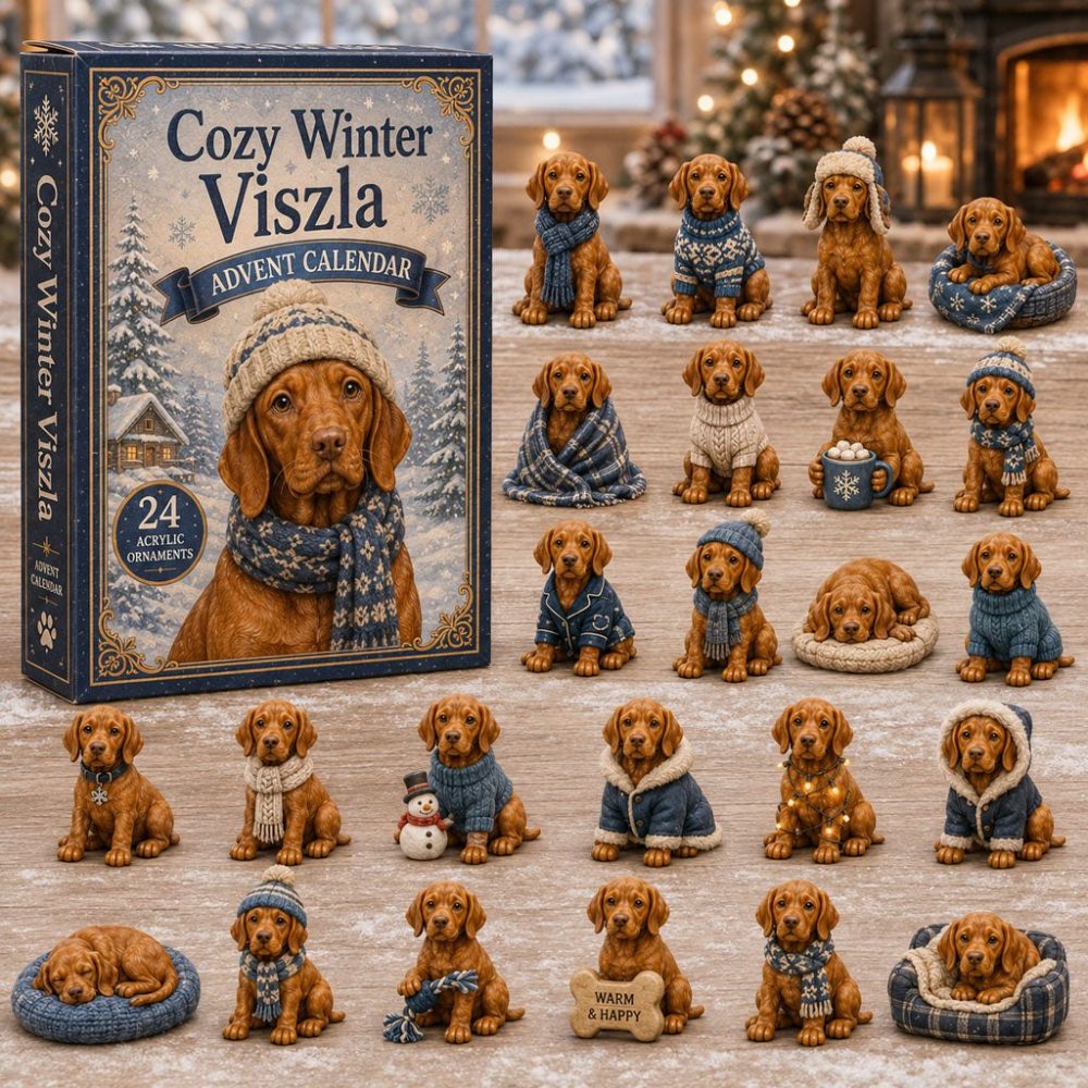 Limited-Edition 2026 Vizsla Winter Advent Calendar - 24 Acrylic Charms, Holiday Countdown Gift For Vizsla Owners & Dog Collectors