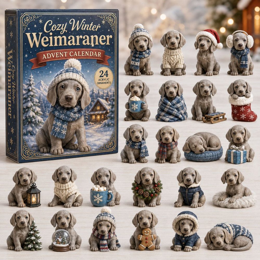 Weimaraner Winter Countdown 2026 - Cozy 24-Day Acrylic Charm Advent Calendar, Holiday Gift For Breed Enthusiasts