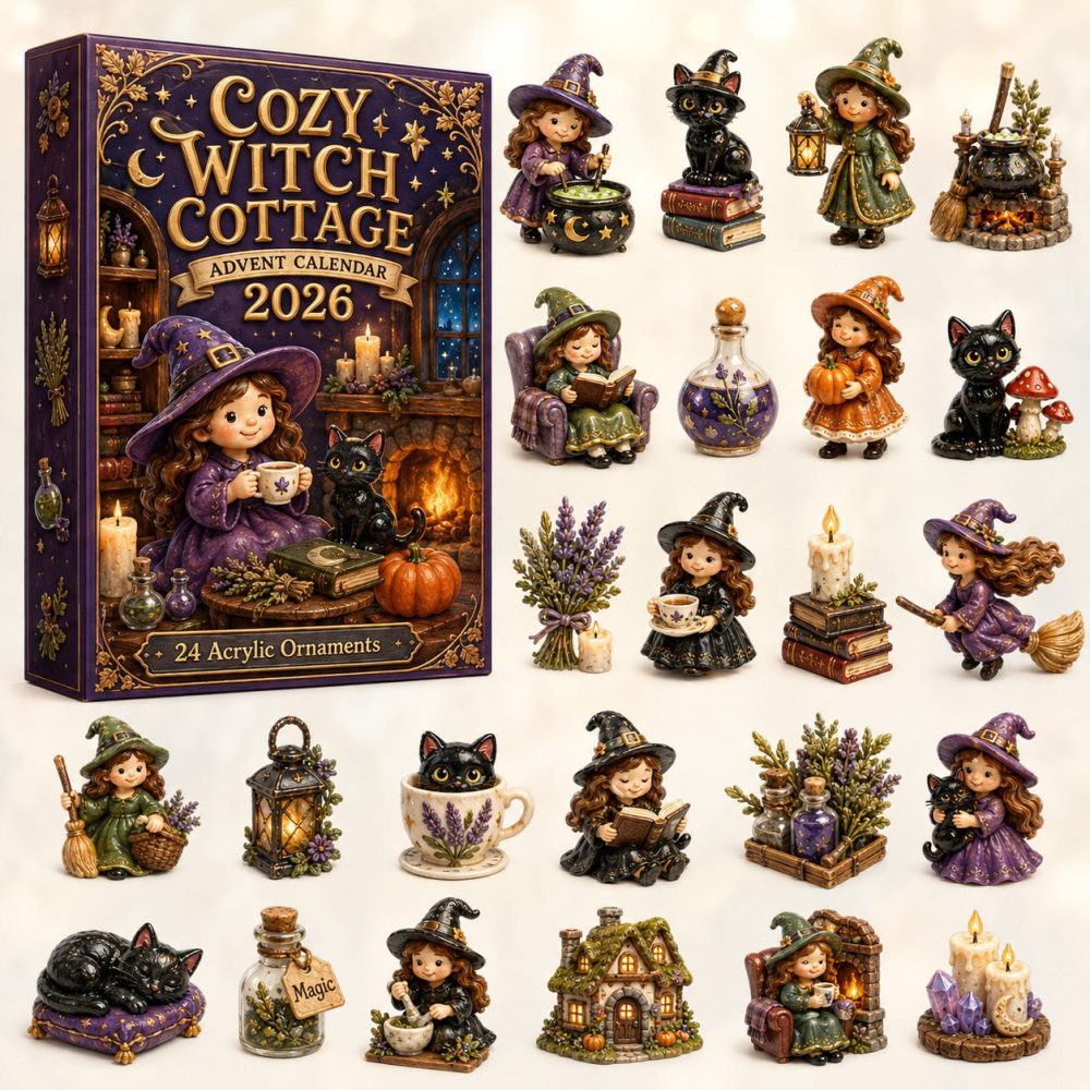 Cozy Witch Cottage Advent Calendar 2026 - 24 Acrylic Charms, Cottagecore Witch Miniatures & Warm Holiday Countdown Gift