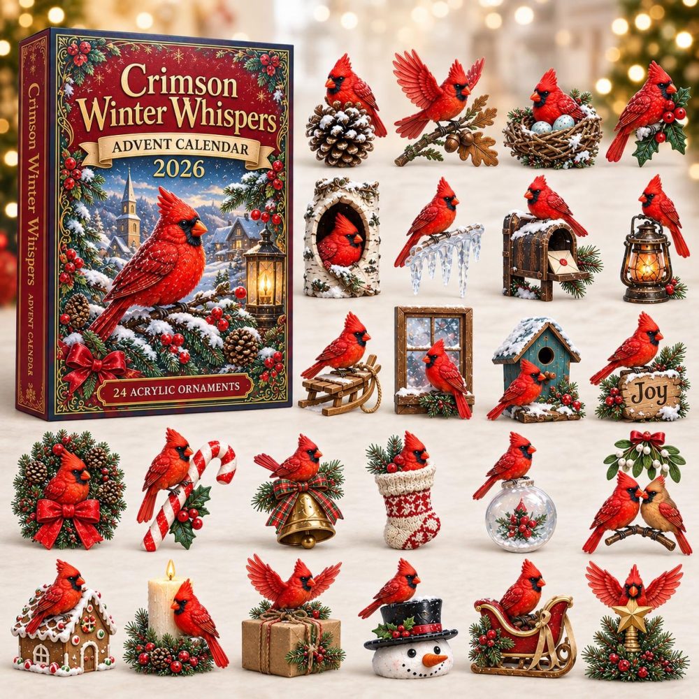 2026 Crimson Winter Whispers Countdown — 24-Day Elegant Advent Set With Red-Toned Acrylic Charms, Luxury Holiday Decor & Gift