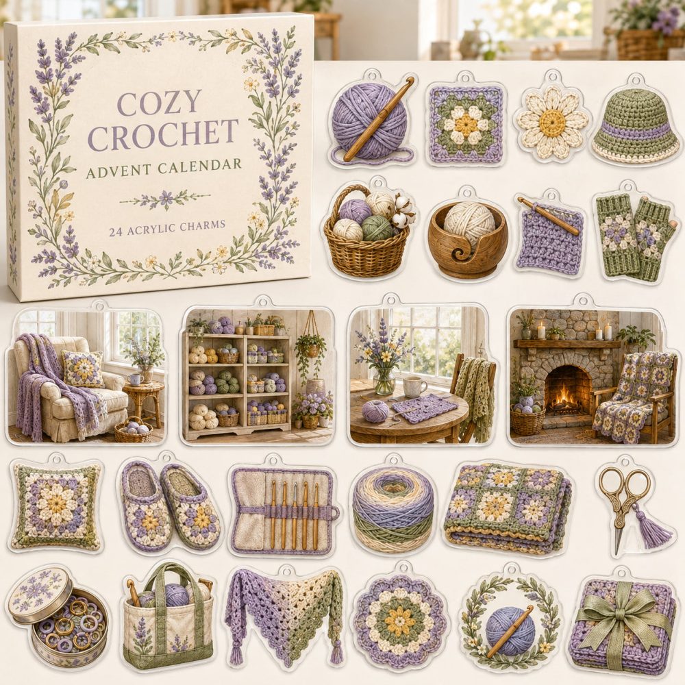 Crochet Countdown Gift Set — 24 Charming Acrylic Pieces For Crochet Lovers, Advent Surprise For Hooks & Yarn Fans