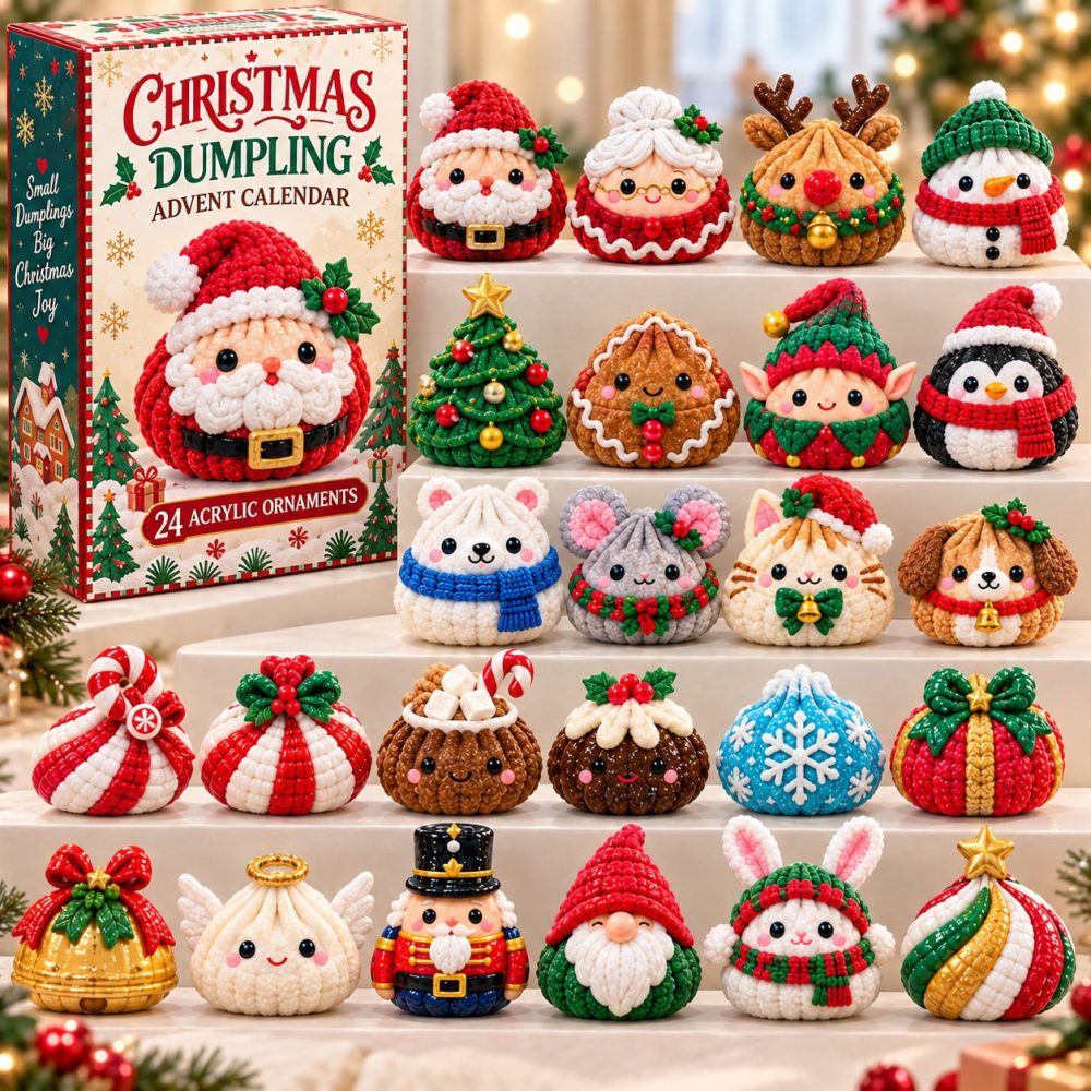 Crochet Christmas Dumpling Advent Calendar 2026 — 24-Day Countdown With Crochet-Style Acrylic Charms , Handmade Look Holiday Gift