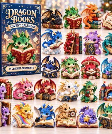 2026 Crochet Dragon Book Countdown - 24-Day Handmade Advent Calendar With Acrylic Charms, Bookish Holiday Gift & Collectible