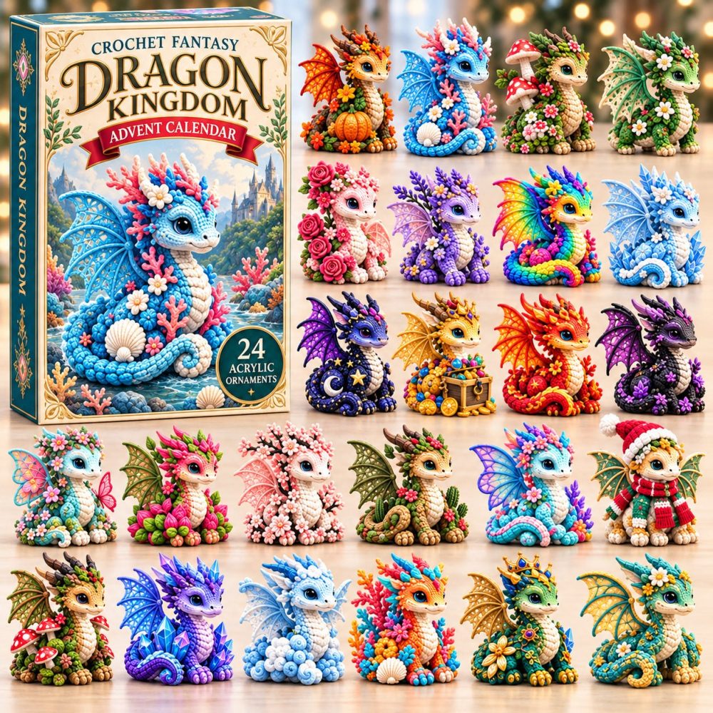 Crochet Fantasy Dragon 2026 Holiday Countdown Calendar — 24-Day Acrylic Charm Advent With Adorable Handcrafted-Style Dragon Collectibles