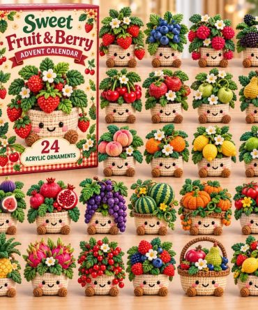 Crochet Fruit Pot Advent Calendar 2026 — 24-Day Countdown With Adorable Acrylic Fruit Charms, Cute Holiday Gift For Crafters
