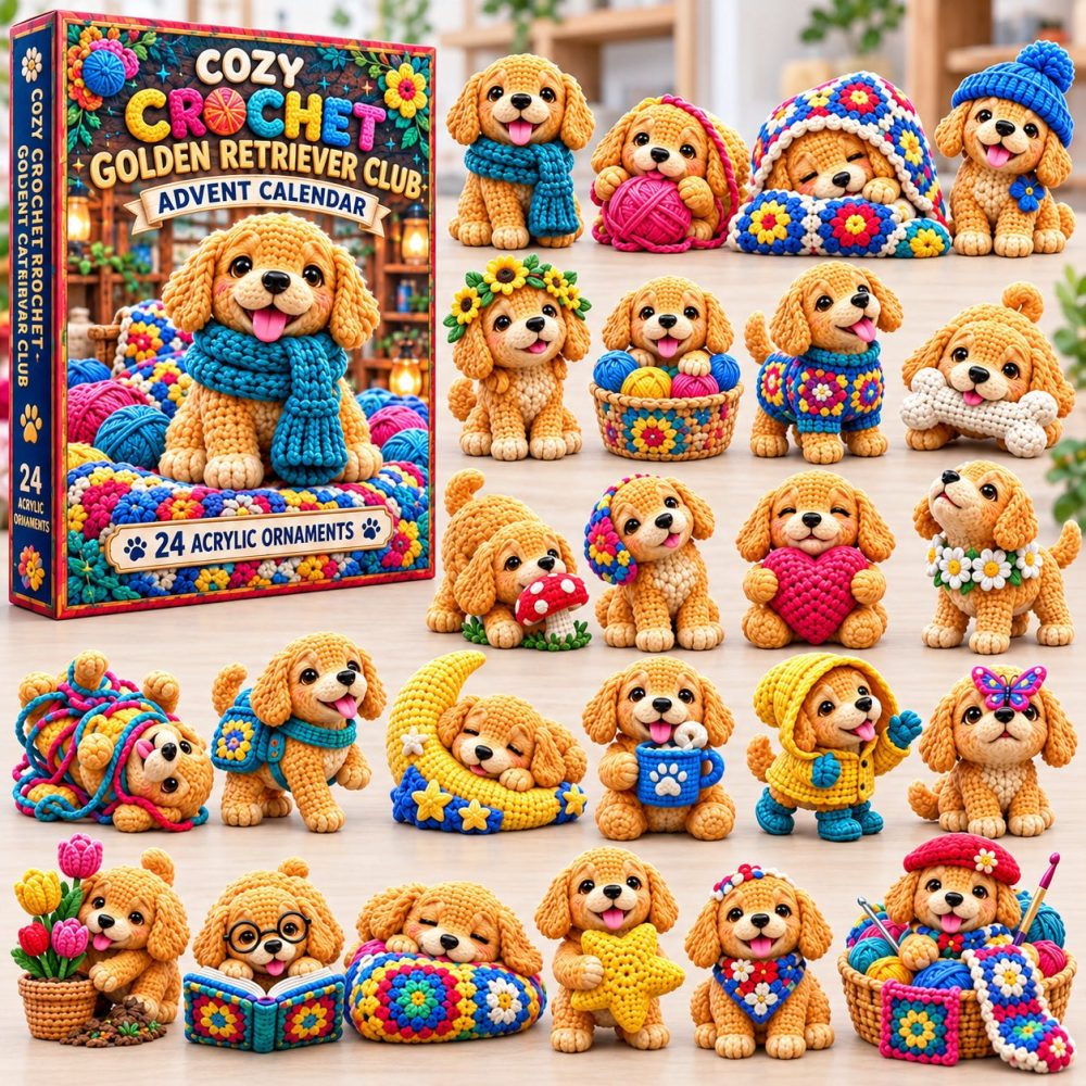 Crochet Golden Retriever Advent Calendar 2026 — 24-Day Acrylic Charm Countdown With Handmade Inspired Dog Designs, Limited Edition