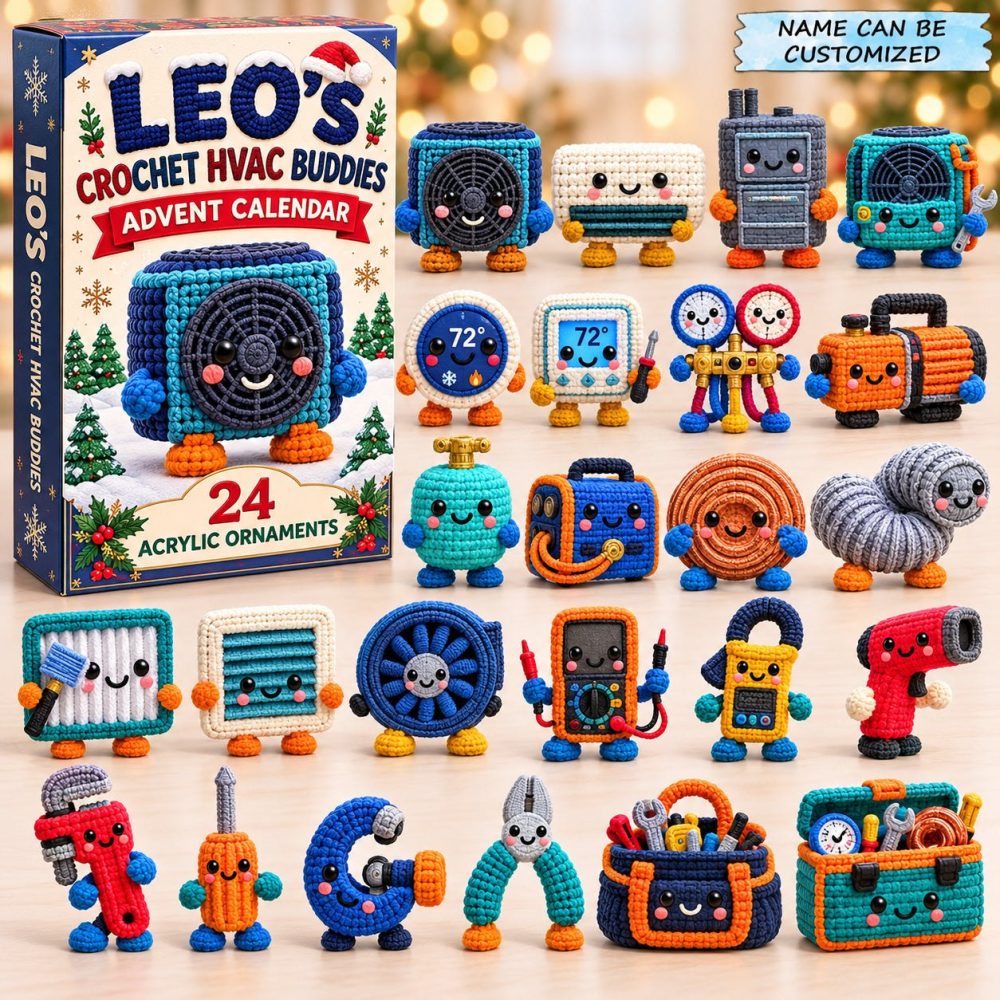 Crochet Hvac Designer Advent Calendar 2026 — 24 Handcrafted-Style Acrylic Charms, Cozy Countdown Gift For Crafters & Techs
