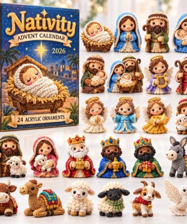 Handmade Crochet Nativity Advent Calendar — 24 Small Crochet Surprises & Acrylic Nativity Charms For Meaningful Christmas Countdown