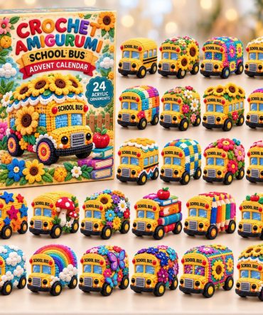 2026 Crochet School Bus Advent Calendar — 24 Cozy Countdown With Acrylic Charms & Handmade-Inspired Charm Set, Kids Favorite
