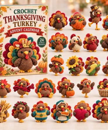 2026 Crochet Turkey Advent Calendar — 24-Day Handmade-Look Thanksgiving Countdown With Acrylic Charms, Charming Rustic Keepsakes