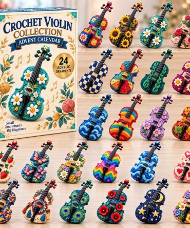 Crochet Violin 24-Day Craft Countdown - Acrylic Charms With Yarn & Pattern-Themed Daily Gifts For Knitters Who Love Music