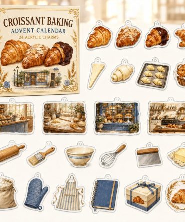 Croissant Baking Advent Set — 24 Artisan Pastry Acrylic Charms, Giftable Holiday Countdown For Bakers & Food Enthusiasts