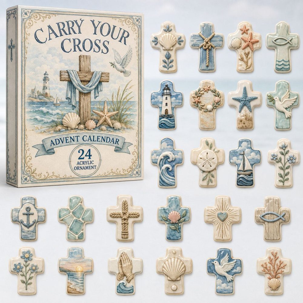 Faith & Cross Advent Calendar 2026 – 24-Day Acrylic Charm Countdown, Inspirational Christian Holiday Gift & Keepsake