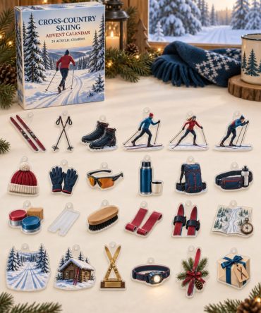 Cross-Country Skiing 24-Day Holiday Charm Set — Acrylic Ski & Trail Charms For Athletes, Coaches & Outdoor Enthusiasts
