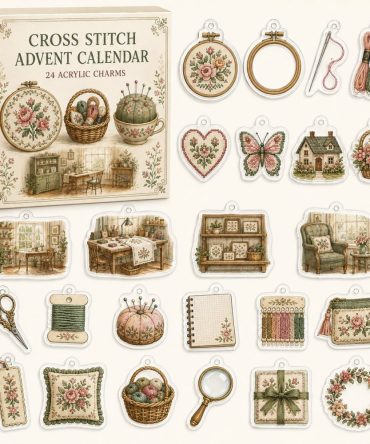 2026 Cross Stitch Advent Calendar - 24 Day Countdown With 24 Acrylic Charms , Embroidery Gift For Crafters