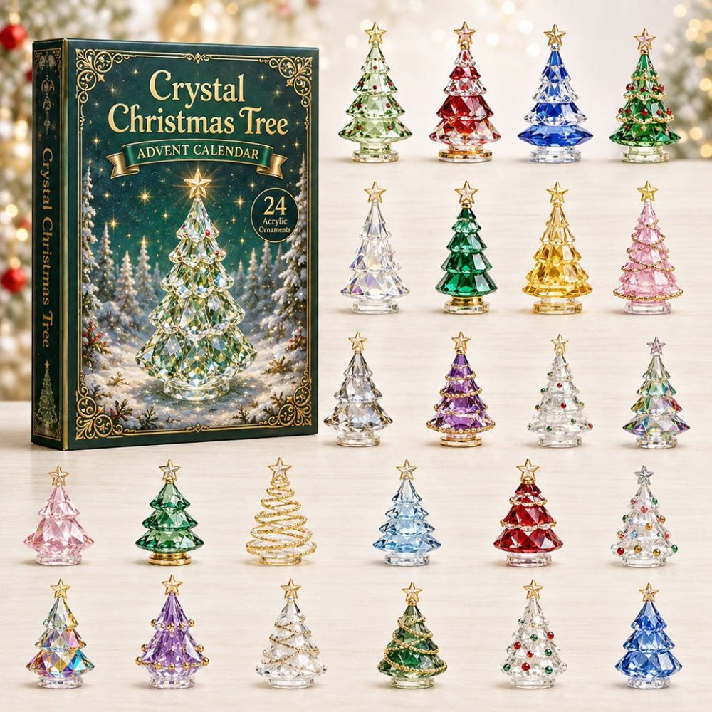 2026 Crystal Christmas Tree Advent Calendar - 24-Day Acrylic Charm Countdown, Sparkling Holiday Decor & Gift For Tree Lovers