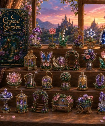 Crystal Garden Advent Calendar 2026 — 24 Botanical & Crystal Acrylic Charms, Healing Gemstone Countdown Kit In Gift-Ready Box