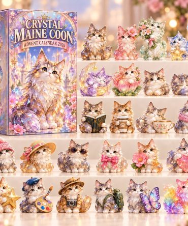 Crystal Maine Coon 24-Day 2026 Sparkle Countdown — Gleaming Acrylic Cat Charms & Display For Collectors And Holiday Décor Lovers