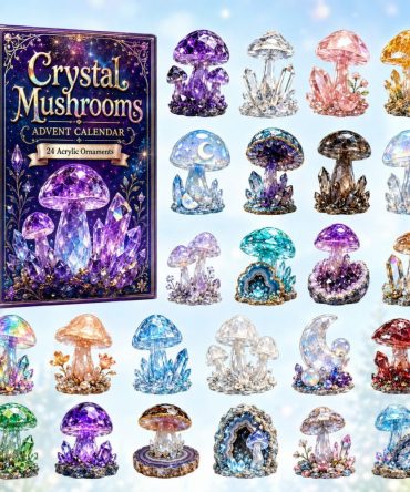 2026 Crystal Mushrooms Advent Calendar — 24-Day Nature-Themed Countdown With Sparkling Acrylic Charms, Gift For Crystal & Mushroom Fans
