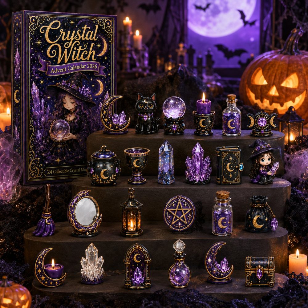 Crystal Witch Advent Calendar 2026 — 24-Day Mystic Crystal & Charm Collection, Occult-Themed Daily Reveal With Premium Acrylic Pieces