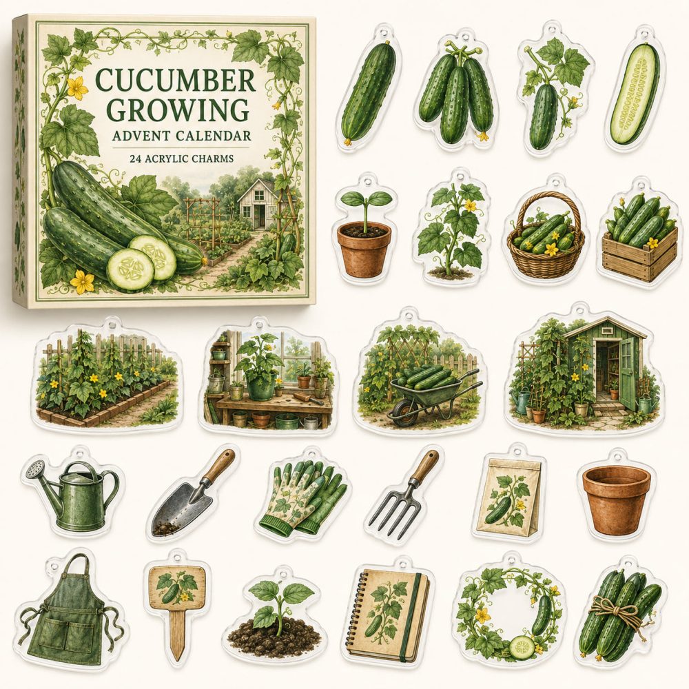 2026 Cucumber Growing Advent Calendar - 24 Day Countdown With 24 Acrylic Garden Charms , Veggie Holiday Gift
