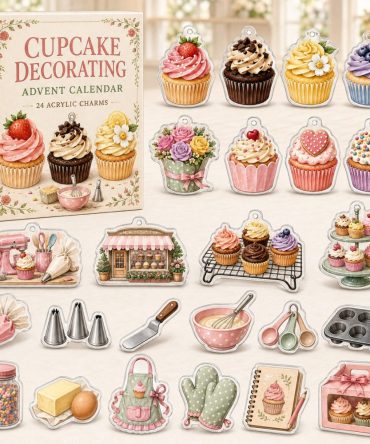 Cupcake Decorating Advent Set - 24 Cute Acrylic Cupcake Charms, Baking Countdown Gift For Kids & Home Bakers , Fun Stocking Stuffer