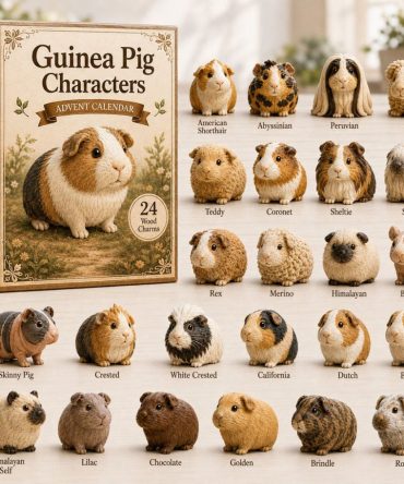 Curious Guinea Pig Wooden Advent Calendar 2026 – 24-Day Hand-Painted Wood Charm Countdown, Pet Lover Holiday Gift & Keepsake