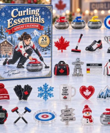 Curling Essentials Countdown — 24-Day 2026 Acrylic Charm Advent Featuring Brooms, Towels & Classic Curling Equipment For Fans