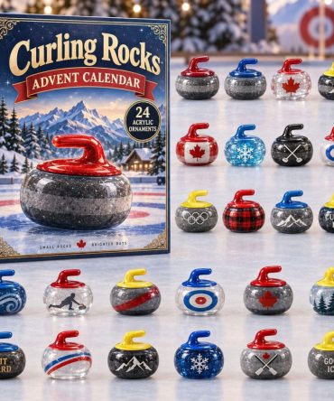 Curling Rocks Collector Advent — 24-Day 2026 Acrylic Charm Countdown Celebrating Iconic Curling Stones, Team Pride & Winter Sport Decor