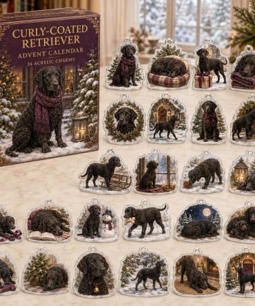 Curly-Coated Retriever Holiday Countdown Set — 24 Collector-Grade Acrylic Charms, Stylish Advent Gift For Retriever Lovers