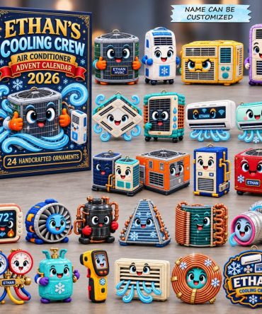 2026 Custom Hvac Cooling Crew Countdown – 24-Day Acrylic Charms, Personalized Cooling Technician Ornaments & Trade Holiday Gifts