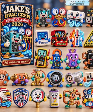 2026 Custom Hvac Crew Countdown Calendar – 24-Day Acrylic Charms, Crew-Themed Personalized Ornaments & Gifts For Hvac Teams