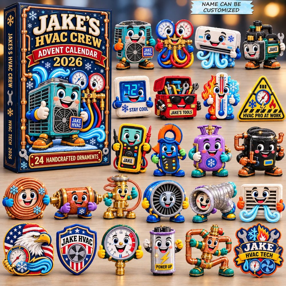 2026 Custom Hvac Crew Countdown Calendar – 24-Day Acrylic Charms, Crew-Themed Personalized Ornaments & Gifts For Hvac Teams