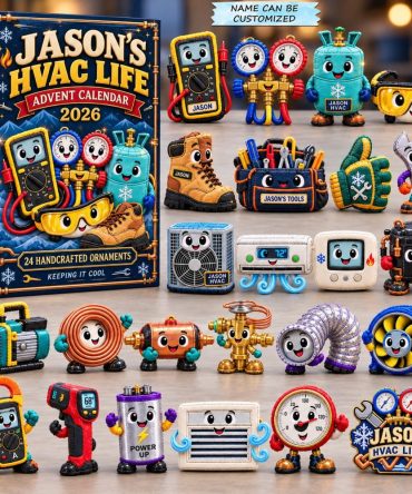 2026 Custom Hvac Life Countdown Calendar – 24-Day Acrylic Charms, Personalized Hvac Life Ornaments For Technicians