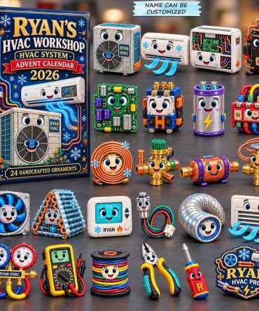 2026 Custom Hvac Pro Countdown Calendar – 24-Day Acrylic Charms, Personalized Hvac Pro Ornaments, Mechanic-Style Holiday Gift