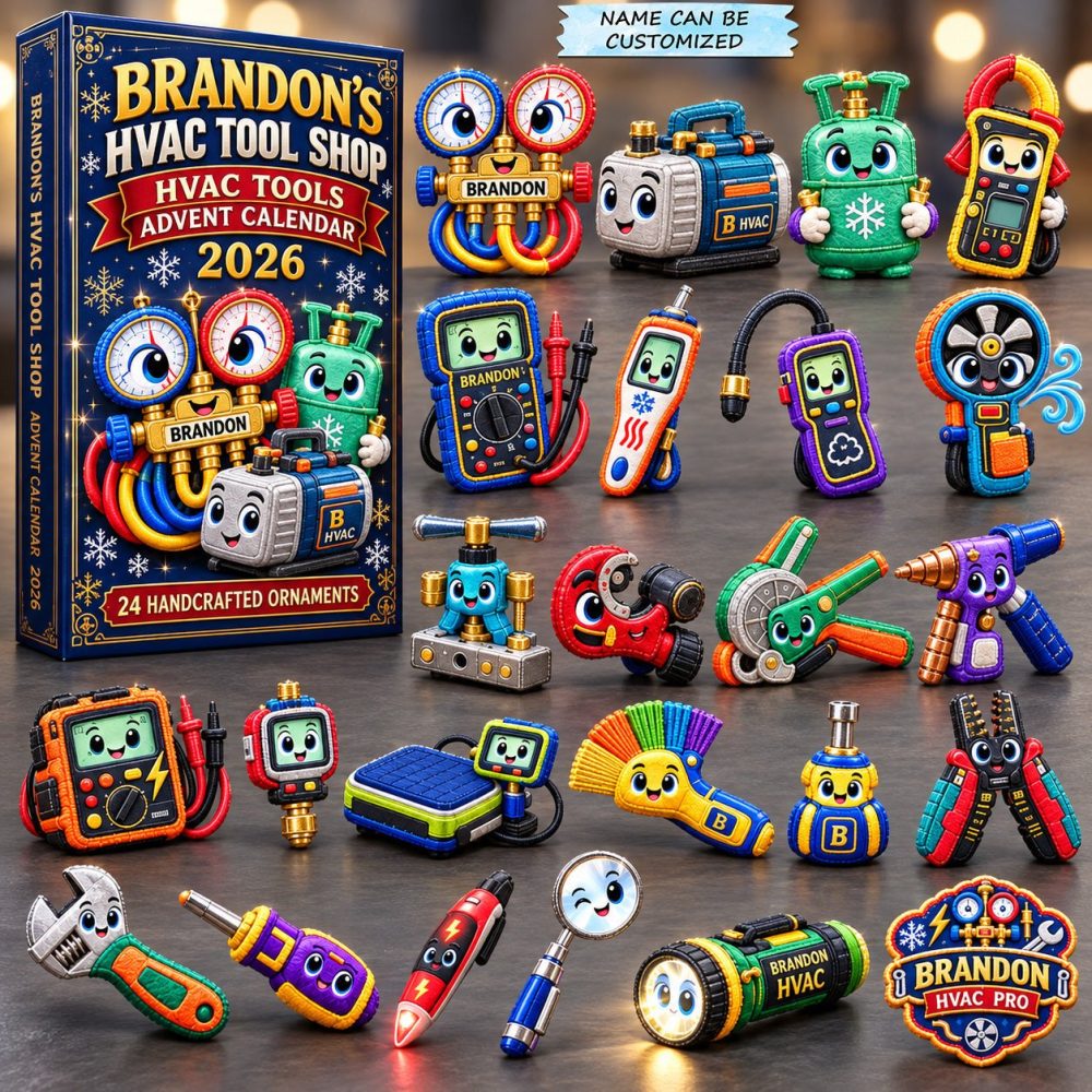 2026 Custom Hvac Tool Shop Countdown – 24-Day Acrylic Charms, Personalized Technician Ornaments & Trade Shop Holiday Gifts