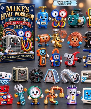 2026 Custom Hvac Workshop Countdown Calendar – 24-Day Acrylic Charms, Personalized Tradesman Ornaments, Hvac Technician Gift