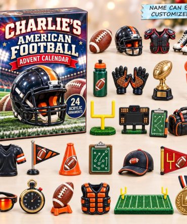 Personalized American Football Advent Calendar 2026 — 24-Day Acrylic Charm Countdown, Custom Name For Gridiron Fans