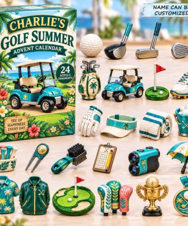 Personalized Golf Summer Advent Calendar 2026 — 24-Day Acrylic Charm Countdown With Custom Name For Golfers