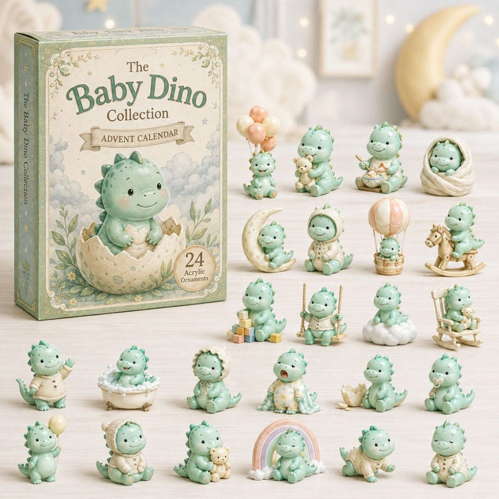 Cute Baby Dino 2026 Advent Countdown Calendar With 24 Acrylic Charms — Roaring Holiday Gift For Kids, Dino Fans & Collectors