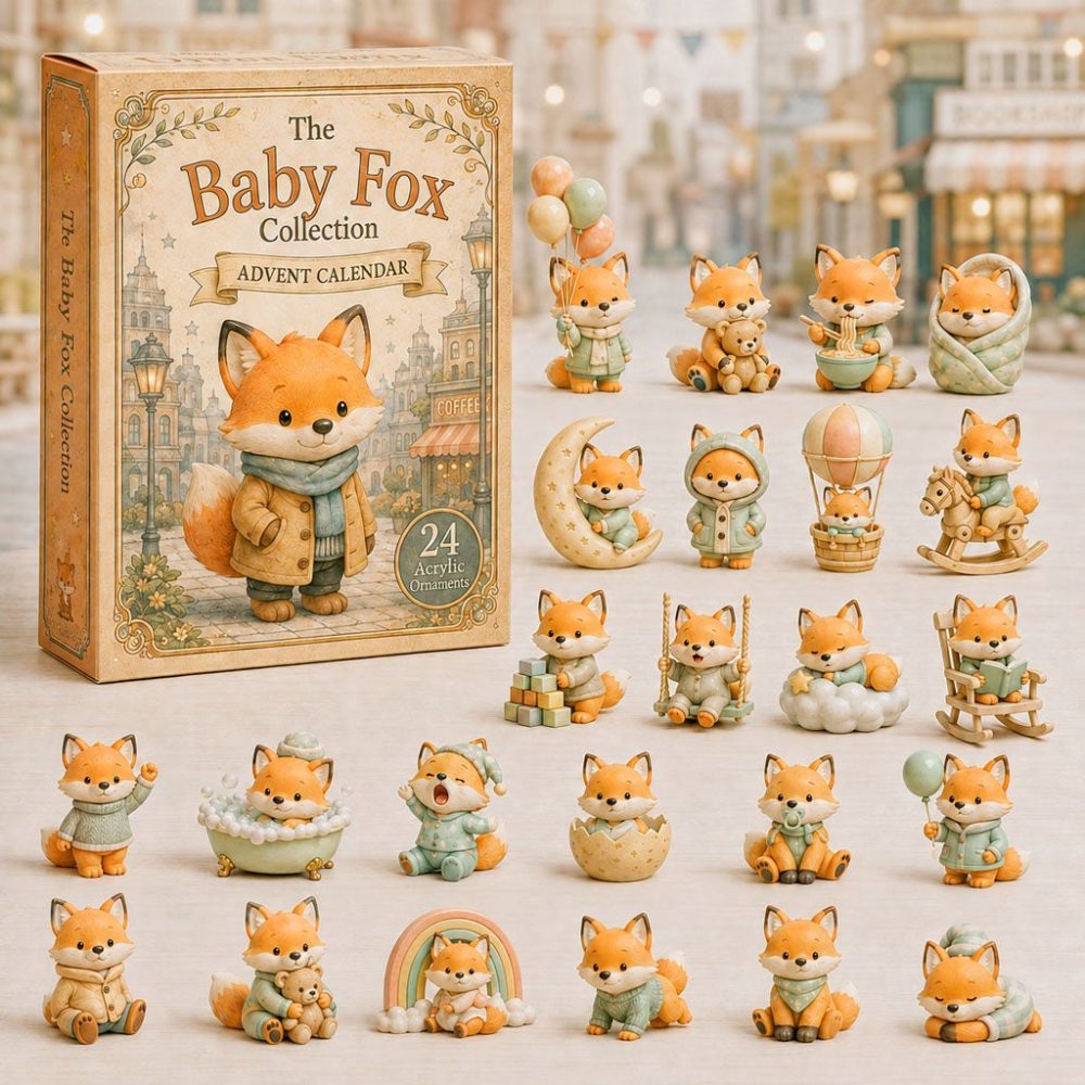 Adorable Baby Fox 2026 Advent Countdown Calendar With 24 Acrylic Charms — Woodland Gift For Kids, Collectors & Stocking Stuffers