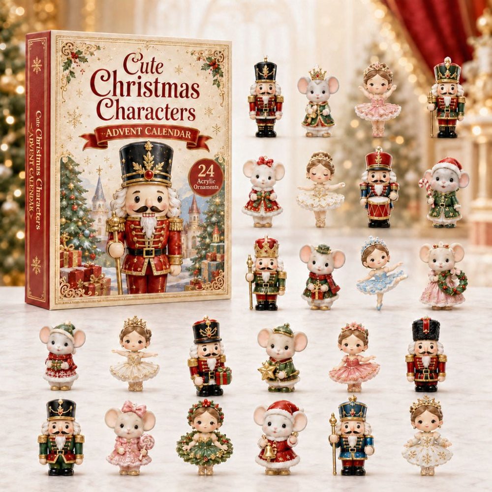 2026 Christmas Characters Advent Countdown – 24-Day Acrylic Charm Gift Calendar, Cute Holiday Surprise & Stocking Stuffer