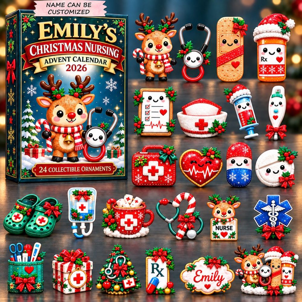 Cute Christmas Nurse 24-Day Advent Calendar 2026 — Adorable Acrylic Nurse Charms Countdown For Gifting & Workplace Cheer